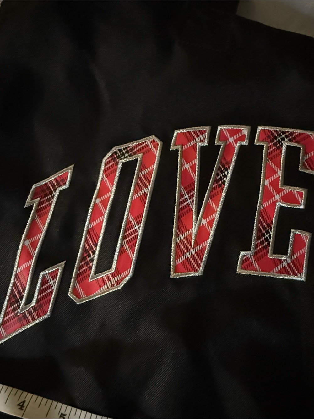 Victoria’s Secret PINK LOVE PINK Tote Bag Black Plaid Logo - Picture 3 of 7